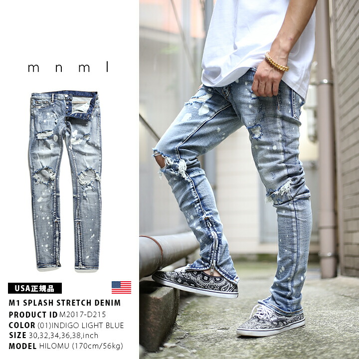 楽天市場】mnml デニム ジーンズ メンズ 春夏秋冬用 インディゴライト
