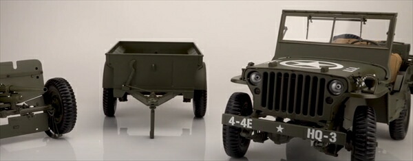 楽天市場】ミニカー 巨大1/8 ウィリスジープ トレーラーと対戦車砲付き