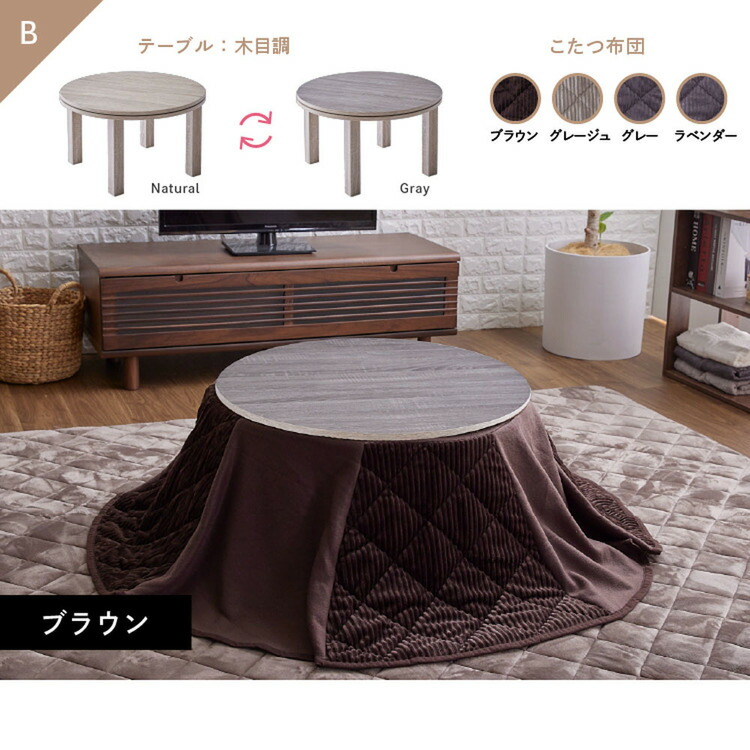 楽天市場】省スペースこたつ布団セット 丸型 68×68 送料無料 こたつ