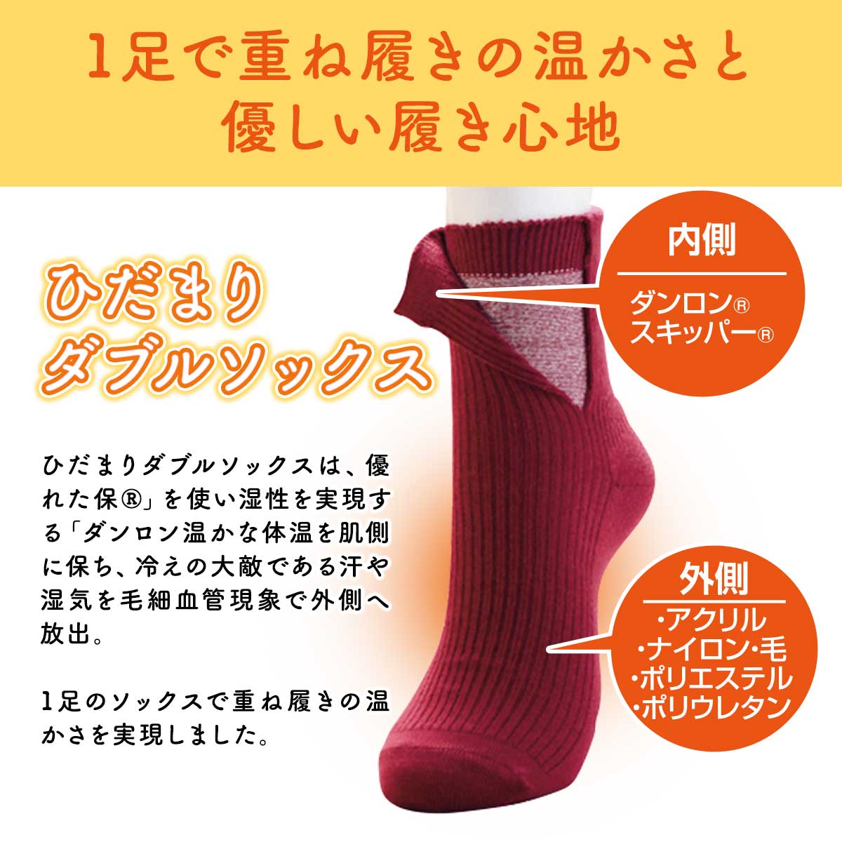 楽天市場】ひだまりダブルソックス 3色3足組【T】 テレビショッピング