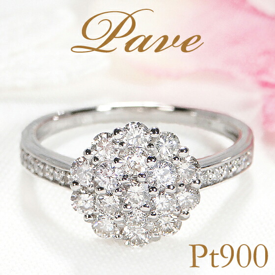 楽天市場】Pt900/K18YG/PG フラワー パヴェ ダイヤモンド リング【1.00