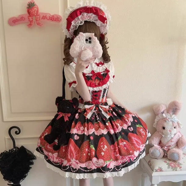 楽天市場】ロリータドレス イチゴ 苺 可愛い ロリータ ワンピース