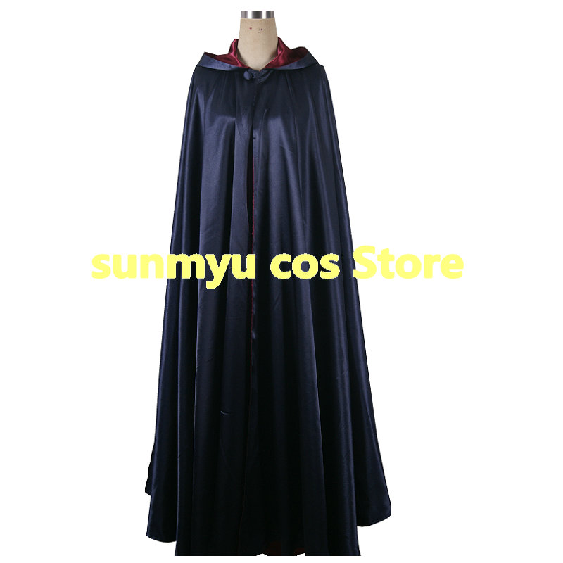 楽天市場】2層サテンマント 全円マント フード付き 紺色xワインレット