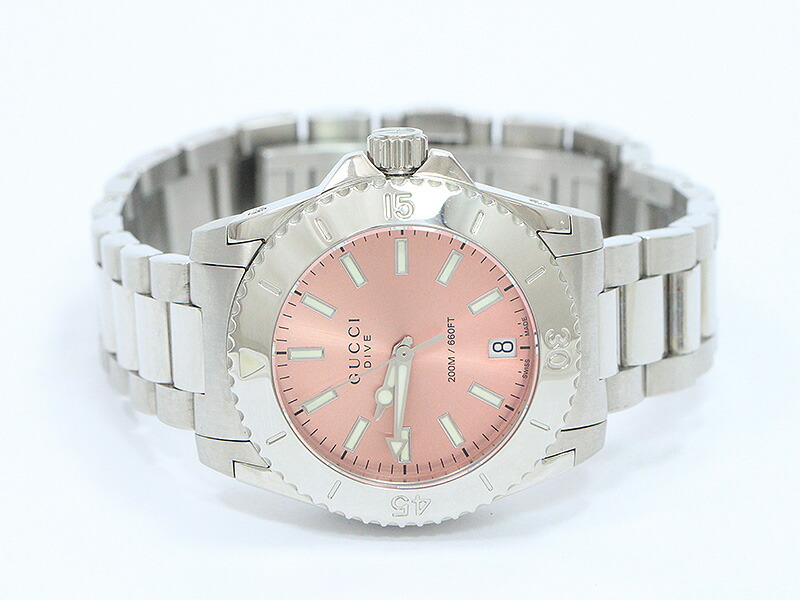 楽天市場】GUCCI(グッチ) ダイブ デイト 136.4 ピンク文字盤