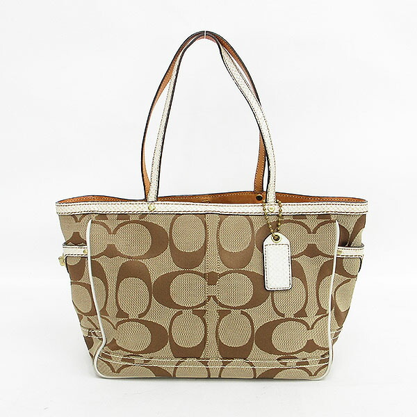 楽天市場】COACH(コーチ) シグネチャー トートバッグ 7874 ベージュ×白