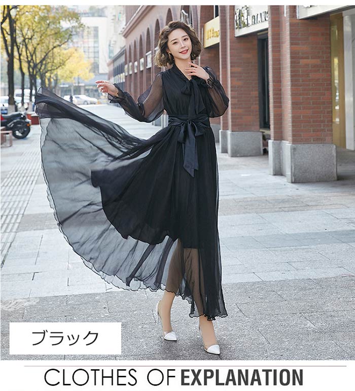 楽天市場】シフォン ロングワンピース マキシワンピース レディース 夏