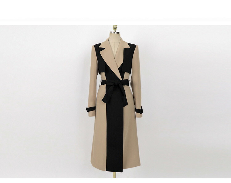 楽天市場】ロングコート スプリングコート バイカラー トレンチコート