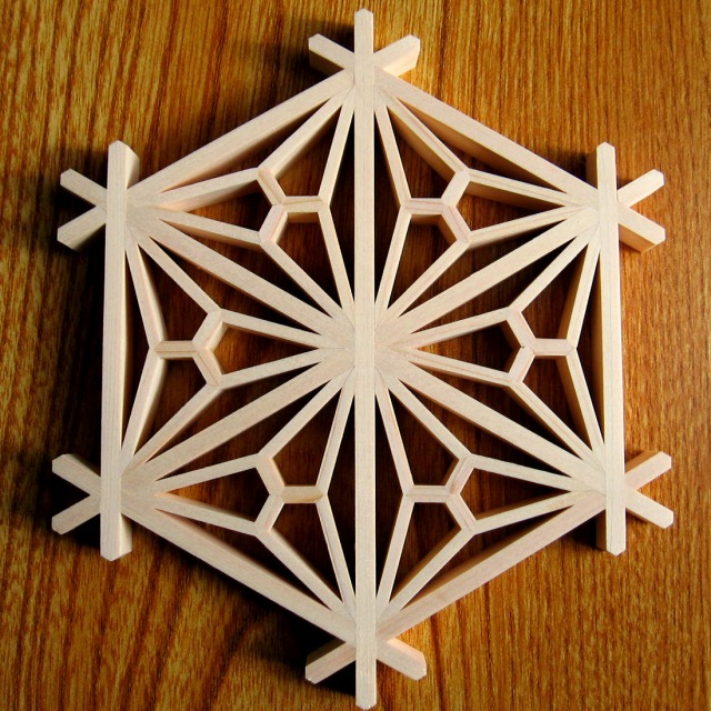 楽天市場】組子細工 完成品 kumiko assembled 二重麻の葉 組子