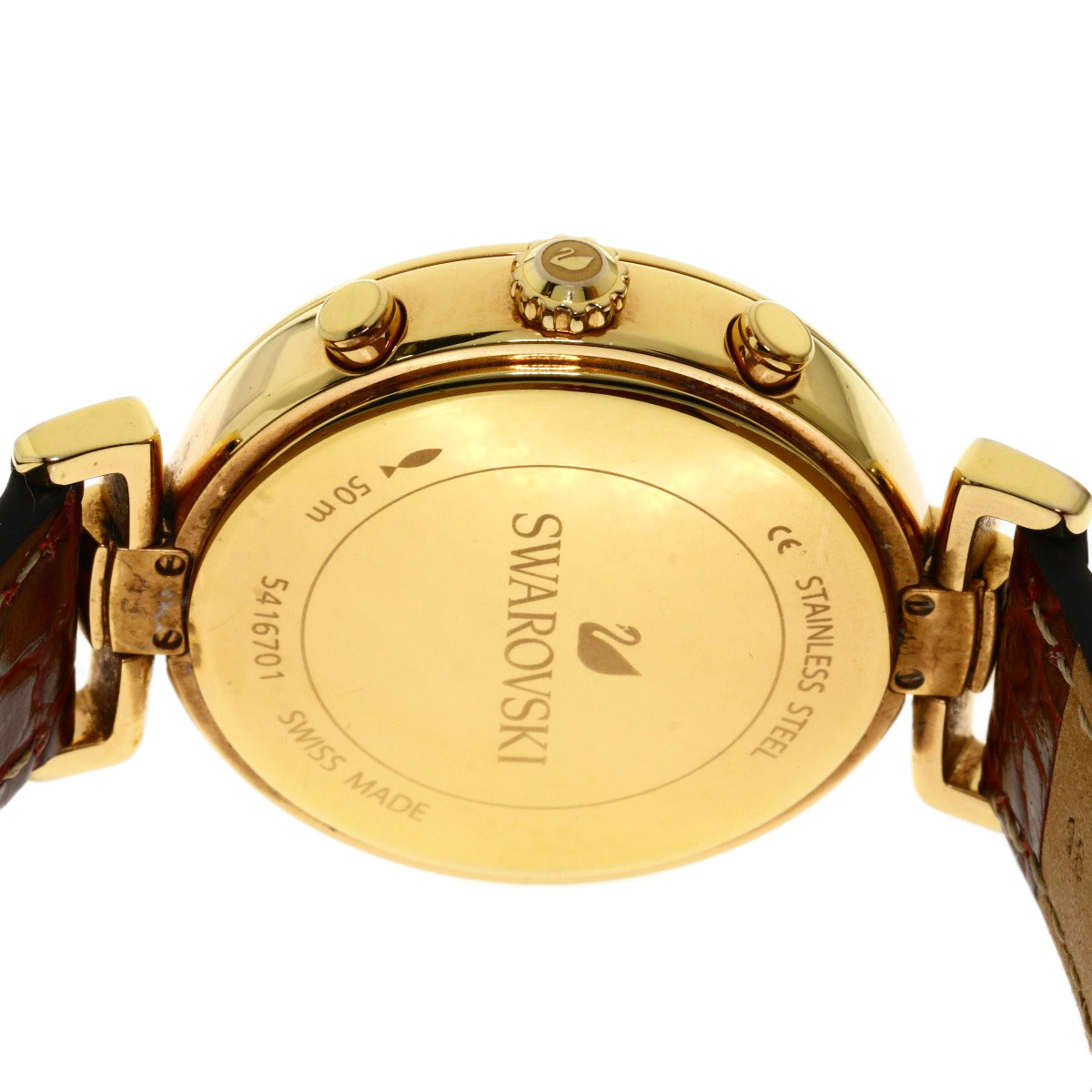 楽天市場】スワロフスキー ラウンドフェイス 腕時計 GP/革 メンズ