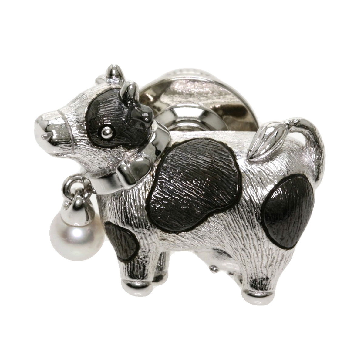 友安昭先生作 K18WG牛モチーフピンブローチ 友安昭先生作 K18WG牛