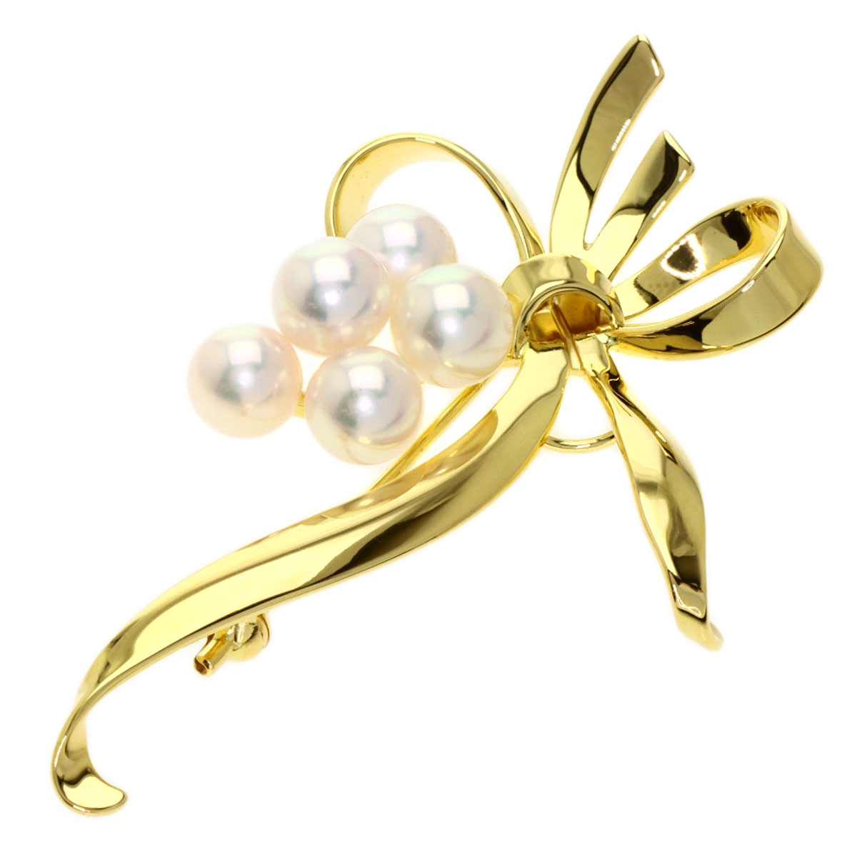 楽天市場】ミキモト パール 真珠 リボンモチーフ ブローチ K18イエロー