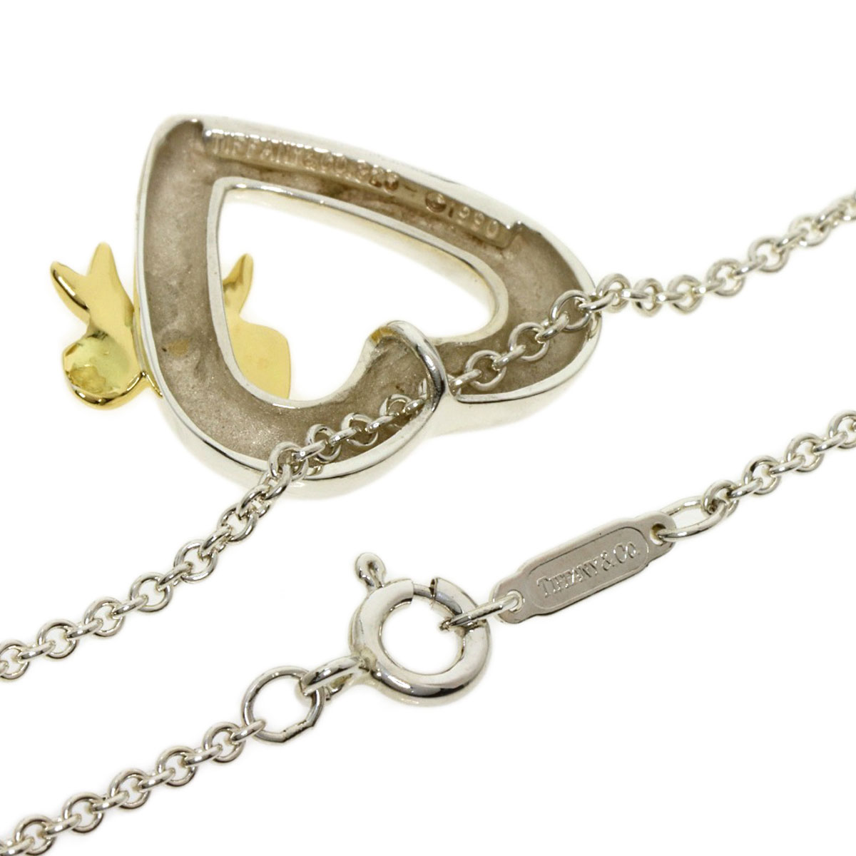 楽天市場】ティファニー ハートリボン ネックレス シルバー/K18YG