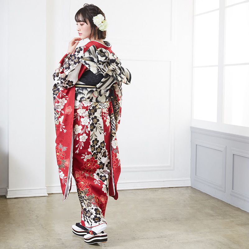 振袖 セット 成人式 正絹 古典 桜柄 振袖 赤 228 ○ - 正絹 振袖 紫
