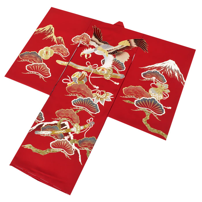 楽天市場】お宮参り 着物 男の子 絹100% 正絹初着 掛け着 産着 赤 金