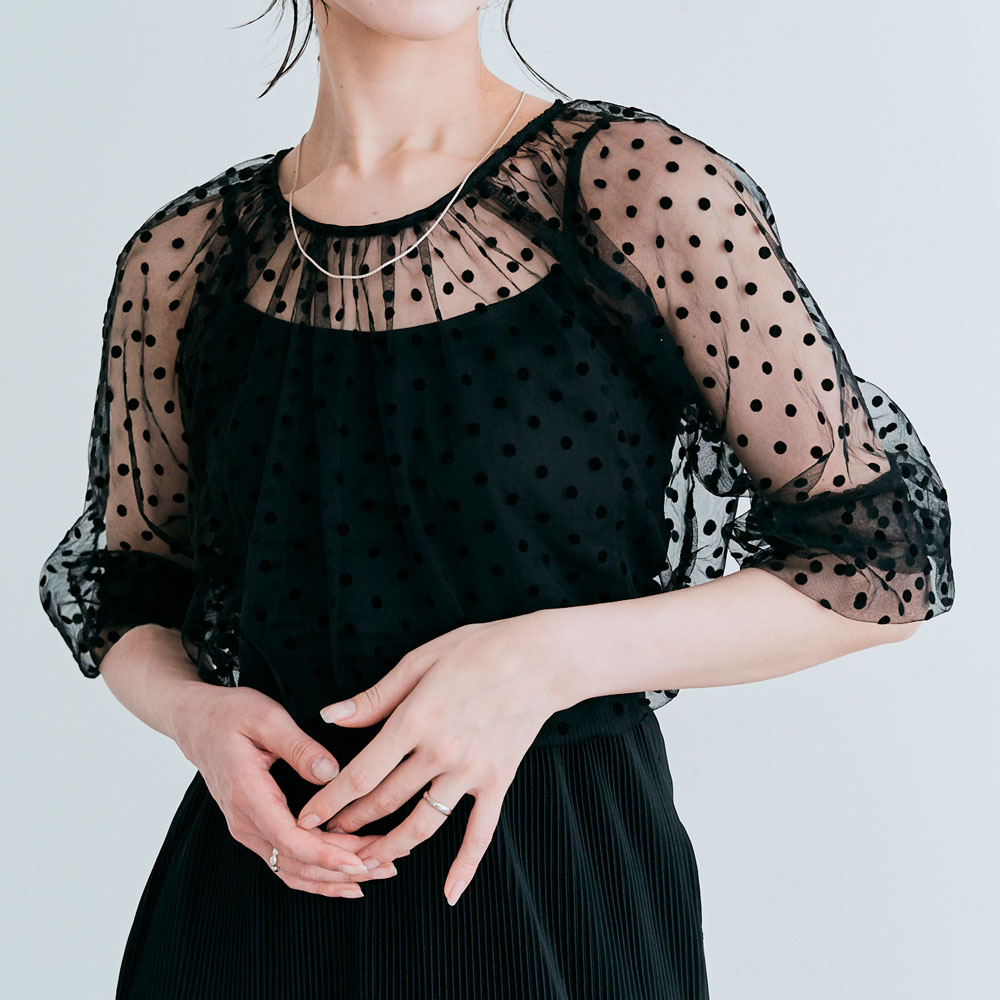 楽天市場】【OUTLET SALE】トップス《キャミ付きシアードット長袖