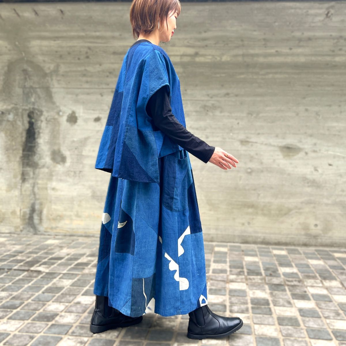 楽天市場】【古布藍染めブラウス】作家一点ものパッチワークベスト綿