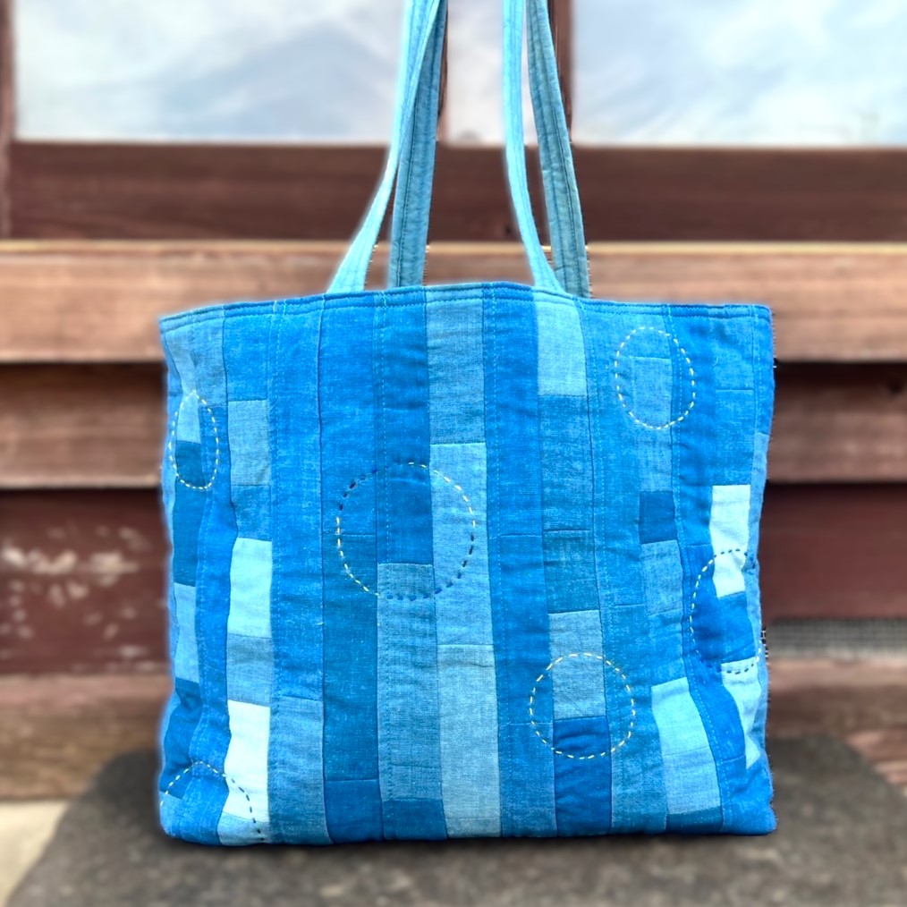 楽天市場】【藍染めトートバッグ】作家一点物藍染め酒袋パッチワーク