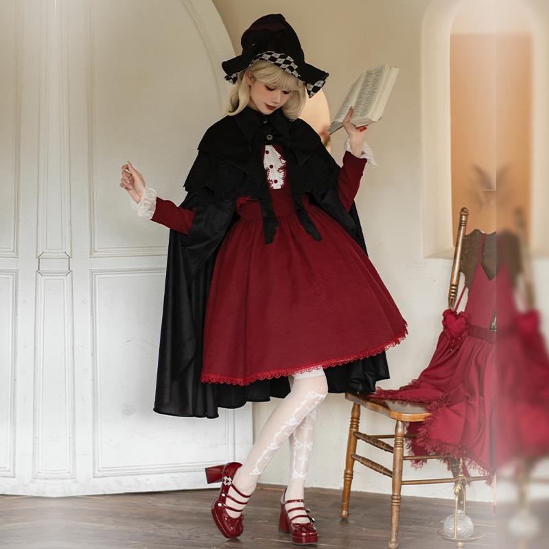 楽天市場】ゴスロリ ゴシック 魔女 ポンチョ 黒 襟付き マント ロング