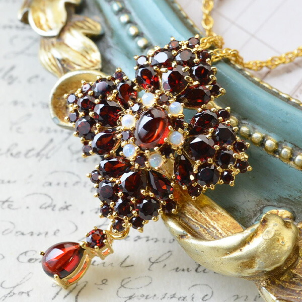 楽天市場】碌山 ガーネット オパール ブローチペンダント シックで上品