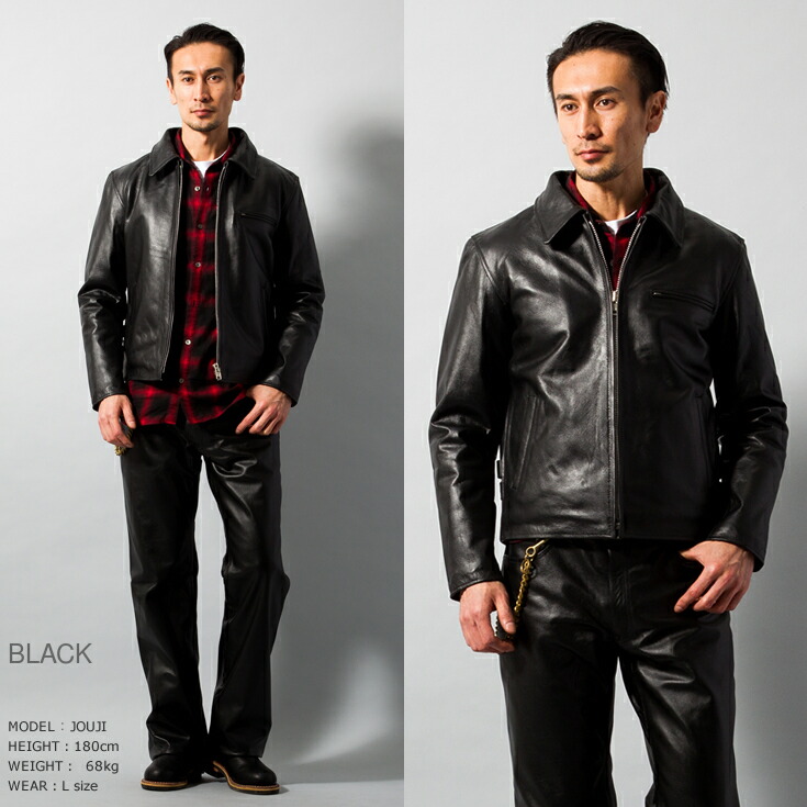 楽天市場】Horn Works 本革 襟付きシングルライダースジャケット