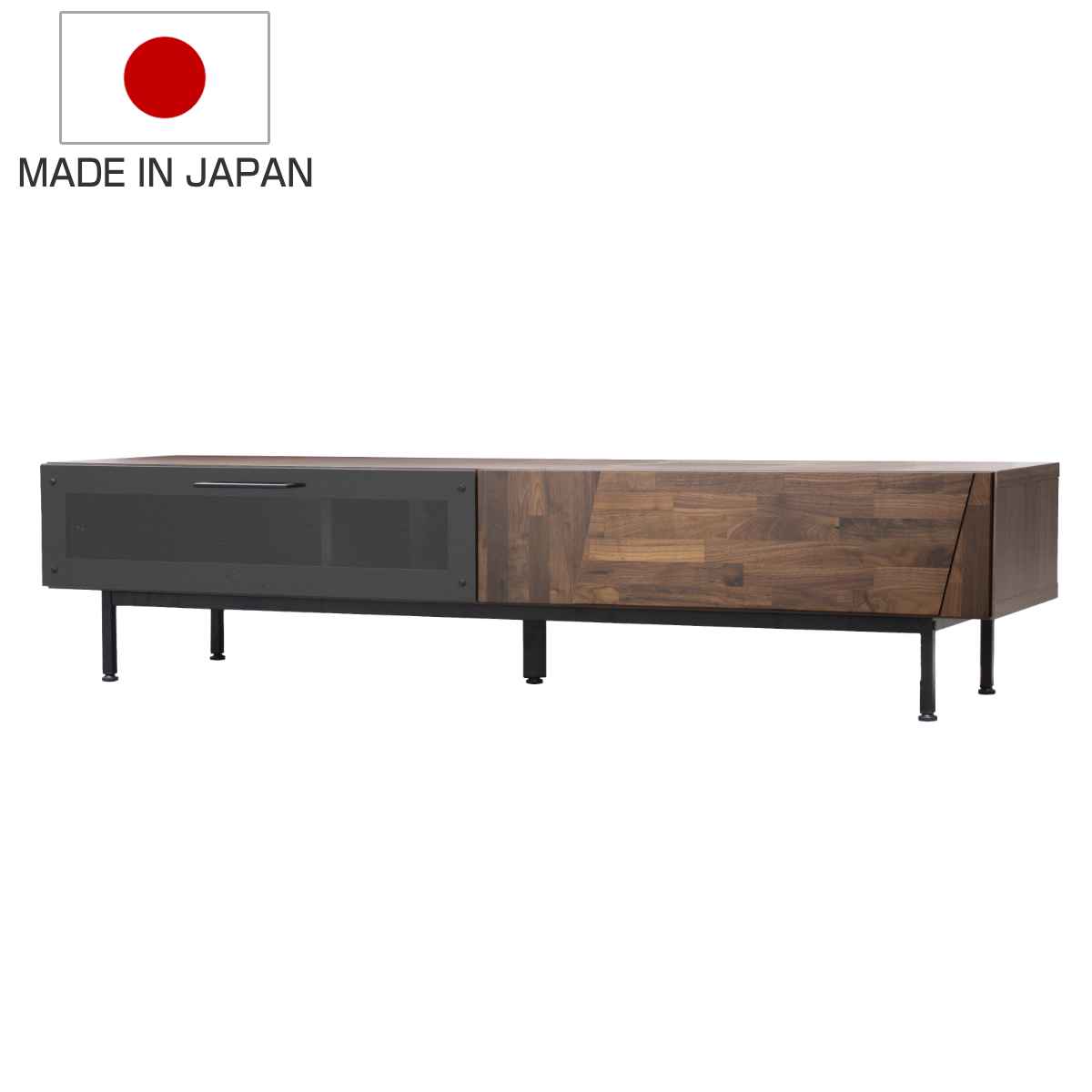 楽天市場】テレビ台 ローボード ヴィンテージ調 ダークガラス扉 日本製