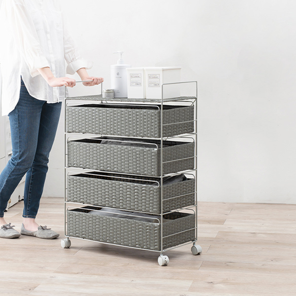 楽天市場】ランドリーチェスト 4段 幅60cm 高さ85cm キャスター付