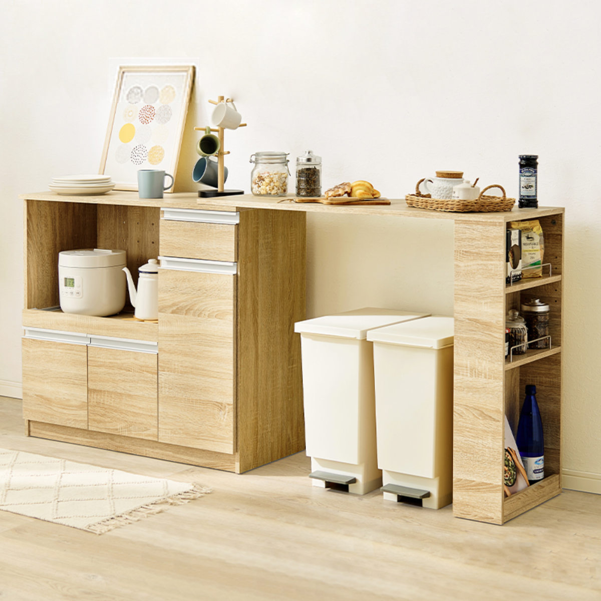 楽天市場】キッチンカウンター 伸縮タイプ 北欧風 幅104-178cm