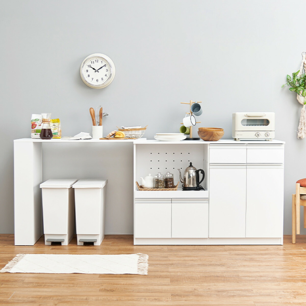 楽天市場】キッチンカウンター 伸縮タイプ 北欧風 幅133-207cm