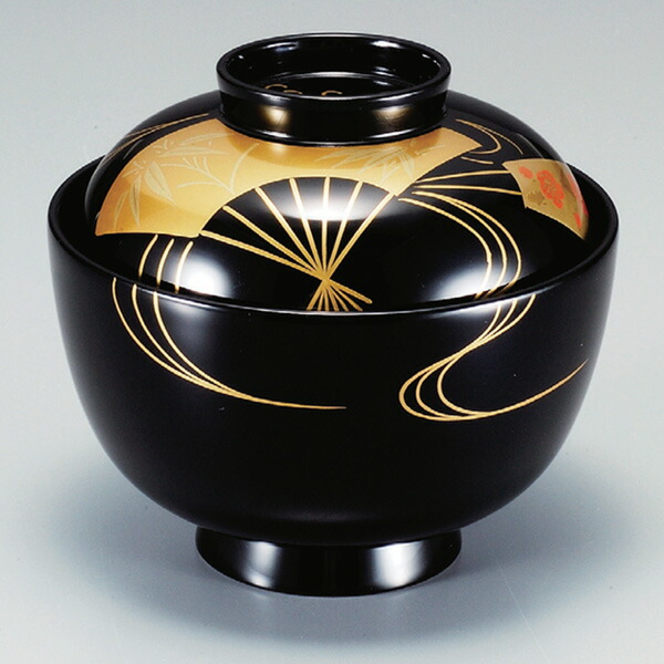 楽天市場】吸い物椀 木製 3.8寸 扇面流水椀 黒 漆塗 汁椀 吸い物 本漆