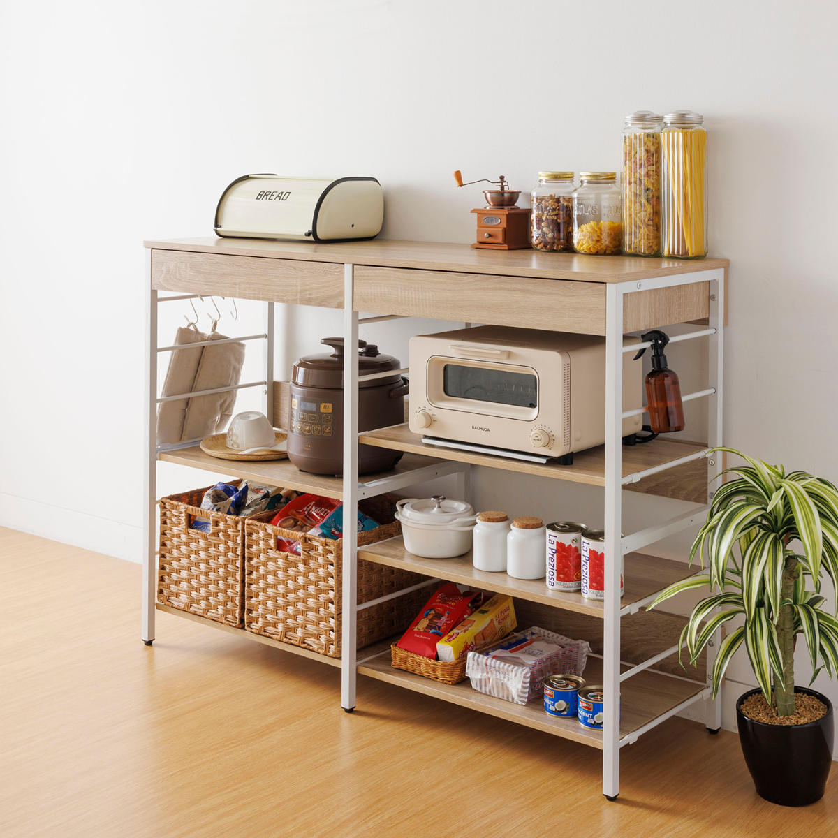 楽天市場】キッチンカウンター 引出し付 ダストボックス収納 幅120cm