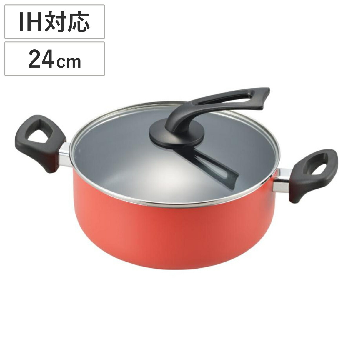 楽天市場】両手鍋 24cm IH対応 エステル フッ素樹脂加工 （ ガス火 IH