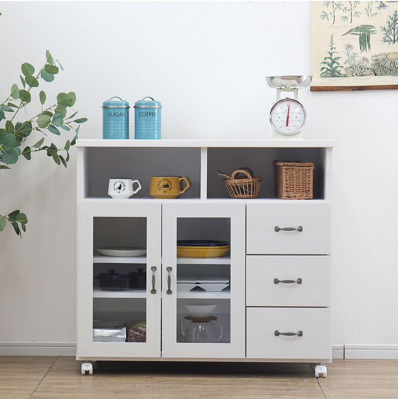 楽天市場】キッチンカウンター 木製 食器収納 幅90 キッチンカウンター