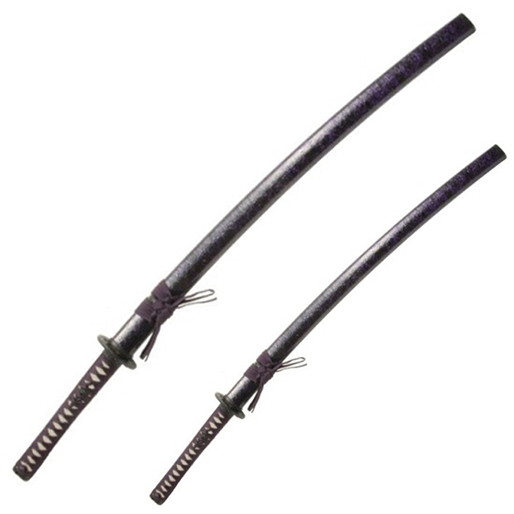 模造刀 大小 2振りセット 藤巻 鍔付き雲龍拵 笄付き 250519-4 模造刀