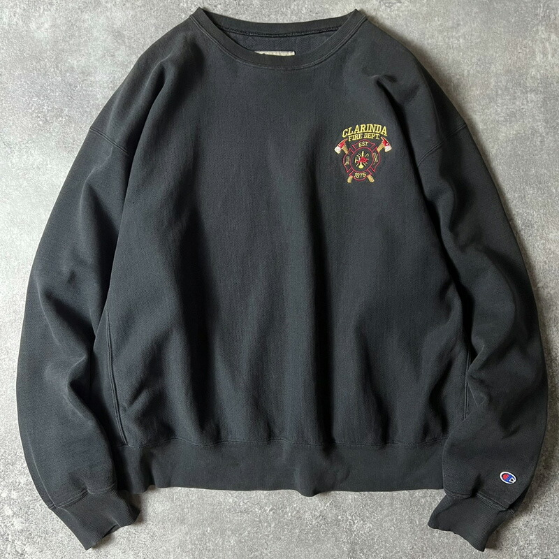 00s Champion スウェット プリントロゴ 灰 XXL A420 短丈 00s Champion