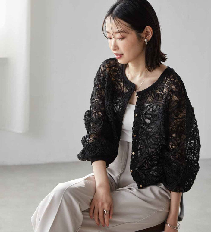 楽天市場】カーディガン レディース シアーレースカーディガン 2025夏