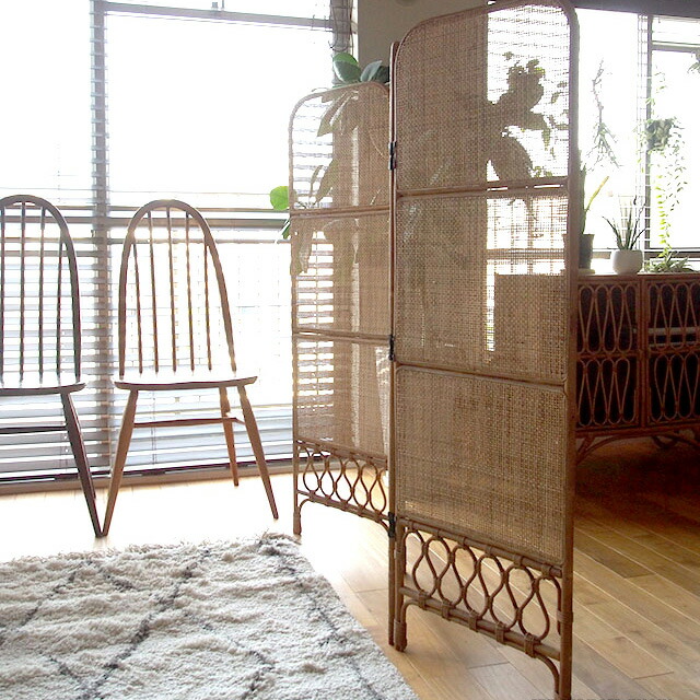 楽天市場】ラタン 天然籐 ローパーテーション 間仕切り 幅121cm 奥行