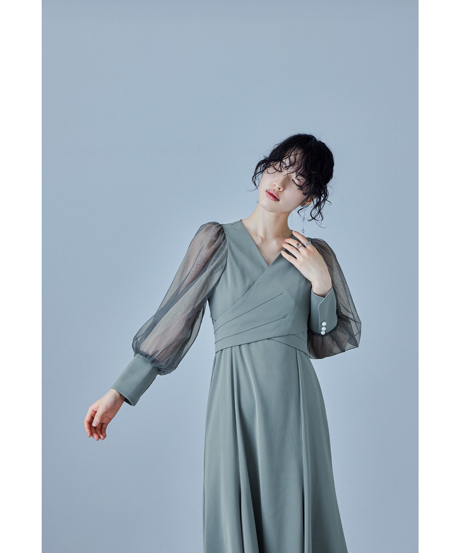 bflat｜クロスデザインブラウスセットドレス 結婚式 パーティードレス