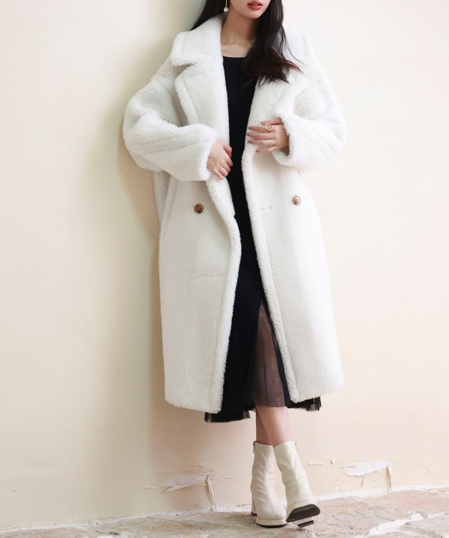 SAISON DE PAPILLON｜モコモコきれいめロングボアコート | Rakuten