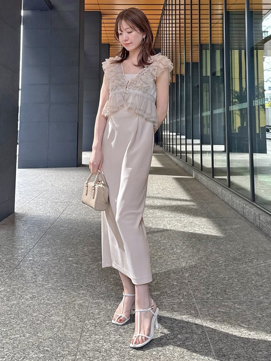 SNIDEL｜Sustainableペプラムチュールドレス | Rakuten Fashion(楽天