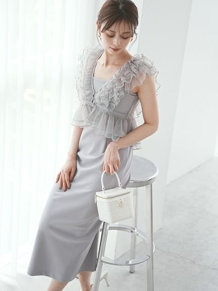 SNIDEL｜Sustainableペプラムチュールドレス | Rakuten Fashion(楽天