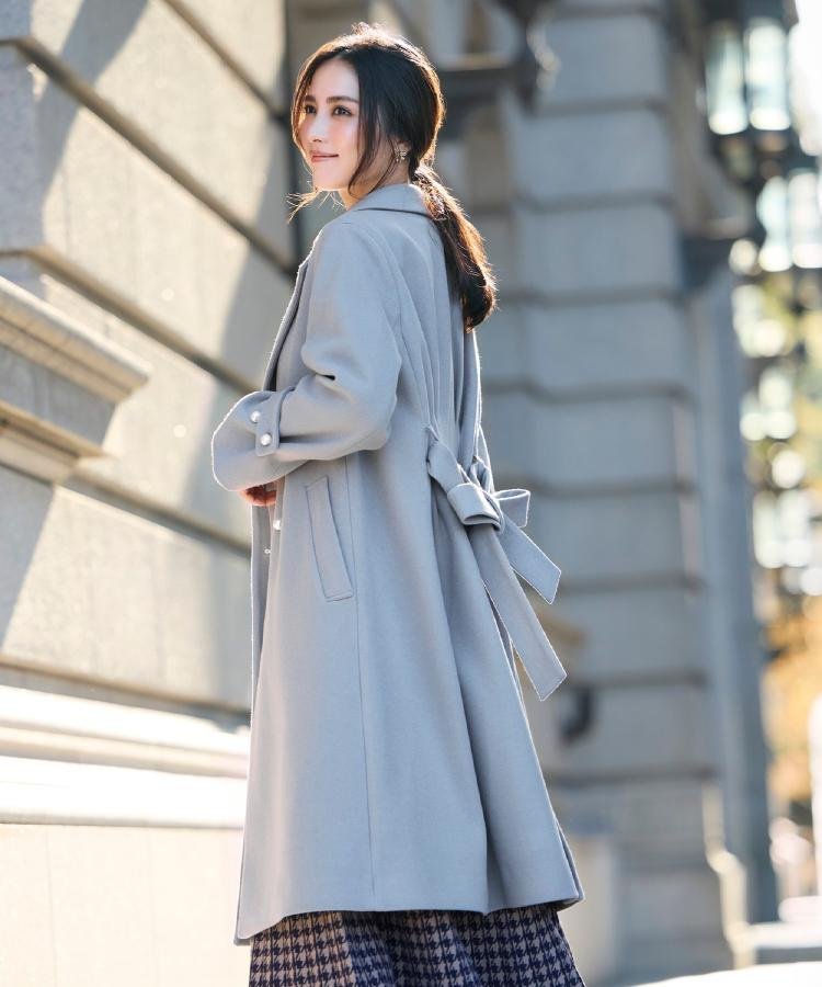 Couture Brooch｜【大人上品・ベルト付き】パール調釦チェスターコート