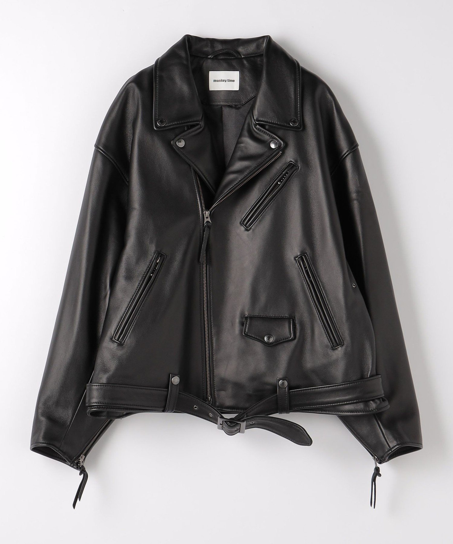 BEAUTY&YOUTH ブラック レザー ダブルライダースジャケット Lサイズ 本革 牛革】UKタイプ ダブルライダースジャケット メンズ レザー