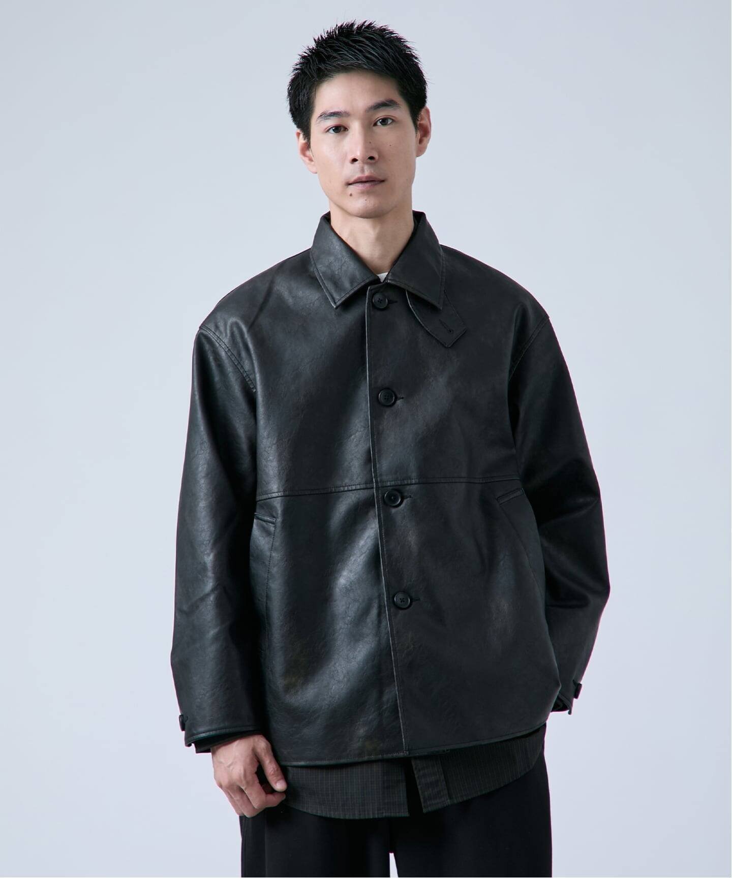 B.C STOCK｜フェード加工 フェイクレザーカーコート | Rakuten Fashion