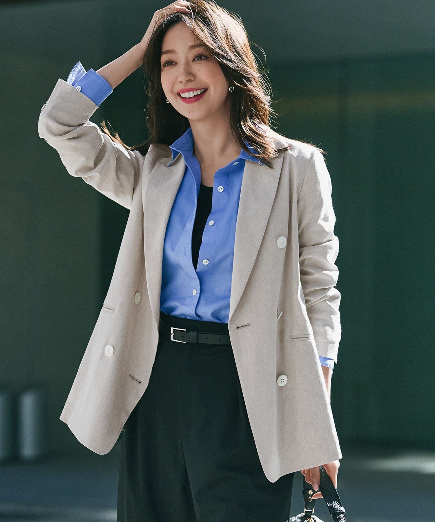 23区｜【洗える】リネンレーヨンストレッチ ダブル ジャケット