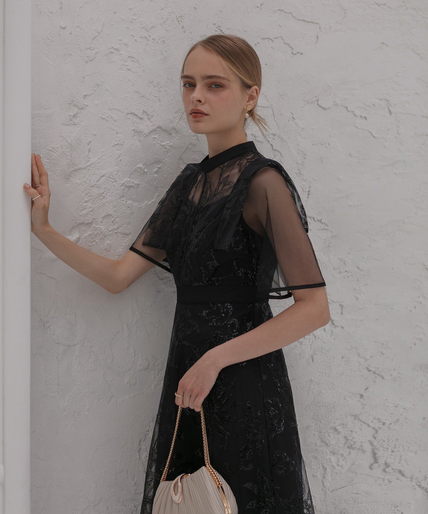 Leja｜LEJA-フラップデザインフラワースパンコールAラインワンピー