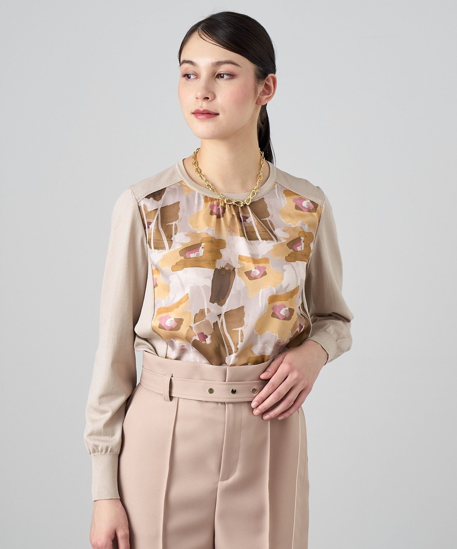 ANAYI｜ペイントフラワープリントクルーネック プルオーバー | Rakuten