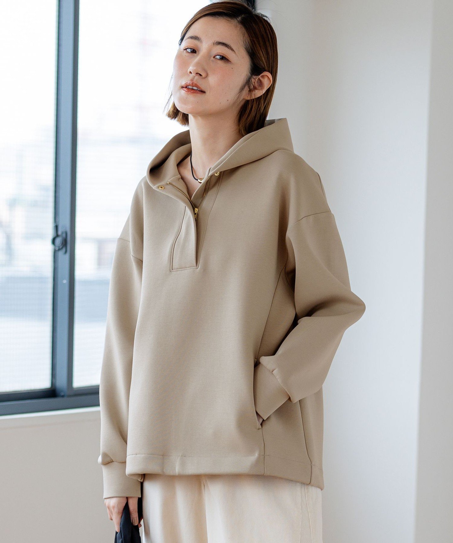 23区｜【洗える】コットンエアーダンボール ドロスト フーディー