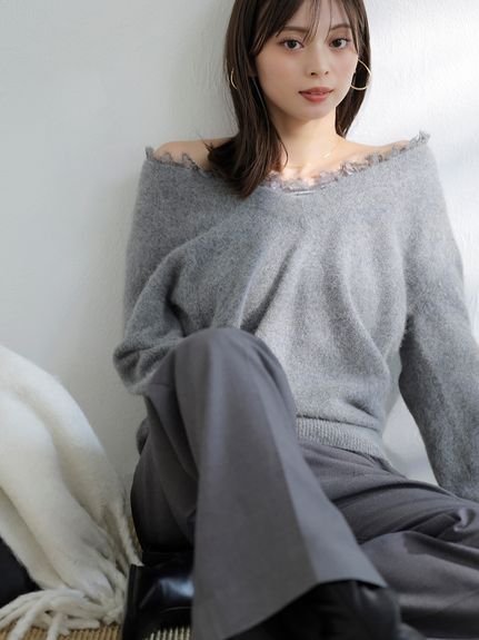 SNIDEL｜フォックス衿レースプルオーバー | Rakuten Fashion(楽天