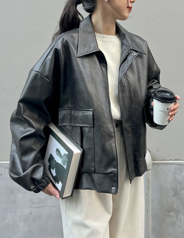 Re:EDIT｜フェイクレザージップブルゾン | Rakuten Fashion(楽天