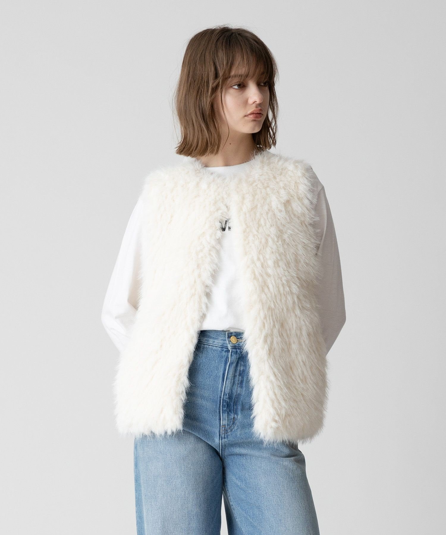 allureville｜ジャガードフェイクファーコンビニットジレ | Rakuten